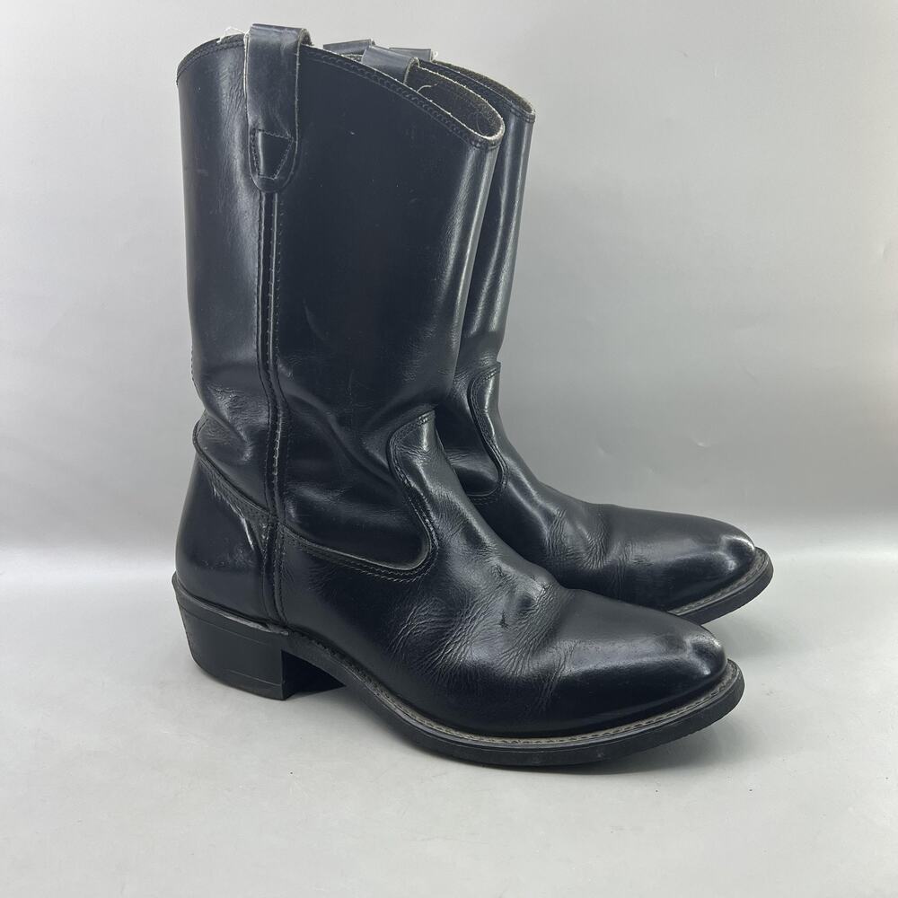 Double H Western Work Boots Men Size 11 D Black Leather Cowboy Pull On Shoes